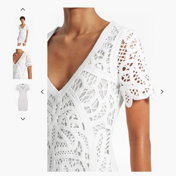 French Connection Mesi Macrame Lace Jersey Dress - Picture 3 of 4